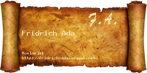 Fridrich Ada névjegykártya